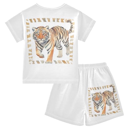 Animal White Pajama Set Short Sleeve Pajamas Shorts Sets Cotton PJS 2 Piece Clothes Set 5Y2