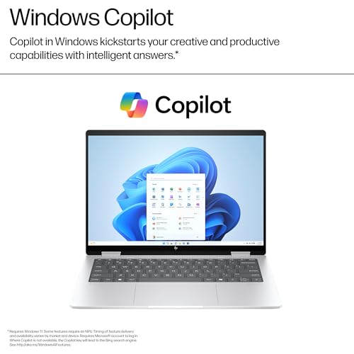 Image of HP Envy x360 2-in-1 Laptop (14 inch FHD+ Touchscreen, AMD Ryzen 5 8640HS (> Intel i7-1255u), 16GB RAM, 1TB SSD), Creator, Photographer, Designer, Backlit KB, 5MP IR Webcam, Copilot, Win 11 Pro, AI PC