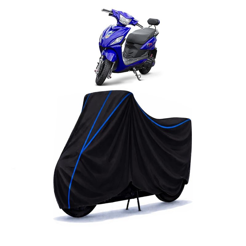 Image of Scooty Cover Water Resistant for Yo Edge | Universal Scooter & Bike Cover | Heavy Duty UV Dust, Rain & Scratch Protection | Elastic Fit All Weather Indoor Outdoor | Black with Blue Piping