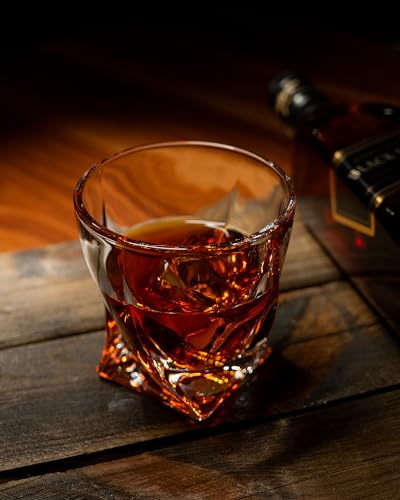 image for LUXU Whiskey Glasses(Set of 4)-10 oz Twisted Scotch Glasses,Premium Ol