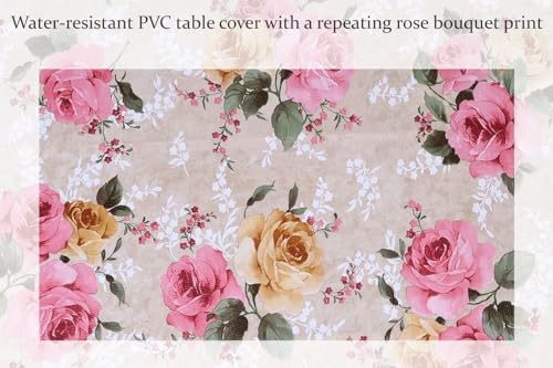 Image of Dakshya Industries Waterproof PVC Table Cover 60x90 Inch for Dining Table, Floral Printed Table Cloth, Washable Oilproof Table Protector, Plastic Cover for 6 Seater & 8 Seater Tables