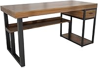 Vista 1 de Escritorio de computadora de madera maciza de metal para oficina en casa con soporte y cajón de CPU, escritorio de PC, estación de trabajo