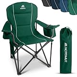 NORDMUT® Silla de Camping Plegable Ligera – Resistente con Capacidad de 200 kg – Cómoda Silla de Pesca con Bolsa térmica práctica y portavasos (Verde 1x)