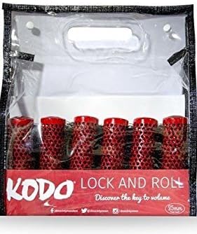 Kodo Lock and Roll Brush Set Sytem, 6 Barrels, 1 locking handle and 1 pin tale comb, Brush Gift Set Red