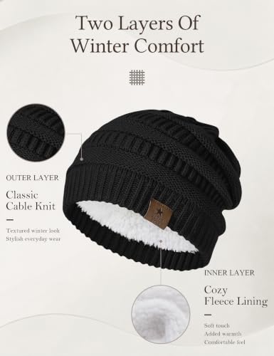 Image of Durio Winter Hats for Women Cable Knit Beanie Soft Womens Beanies Thick Winter Hat