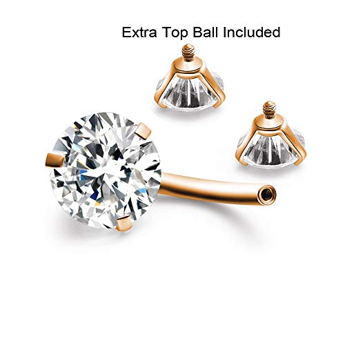 Gnoliew JD-007 Belly Button Rings Round Cubic Zirconia Navel Barbell Stud Body Piercing thumb #3