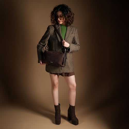 Image of Theater Deux Crossbody Sling Bag for Women | Soft Suede Handbag with Adjustable and Detachable Shoulder Strap | Compact All Day Essential Shoulder Bag for Casual & Work Use