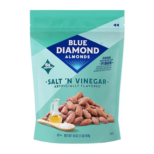 Blue Diamond Almonds Salt N' Vinegar Flavored Snack Nuts, 16 Oz Resealable Bag (Pack of 1)