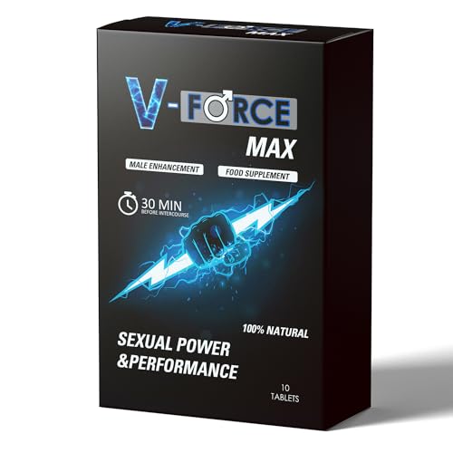 V-Force MAX 10 Pills for Men Extra Strong - Boosted Enhanced Strength & Firmness - Stronger & Harder Performance for Prolonged Results Food Supplement Tablets UK
