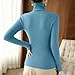 Fitted Turtleneck Tops for Women Thermal Spring Fall Long Sleeve Basic Casual Shirts for Women Slim Fit Ribbed Knit Pullover Fashion Tops Solid Color Sweaters Tee Sky Blue XXL