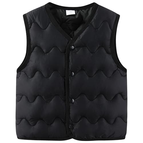 AIWUHE Toddler Puffer Vest Boys Girls Down Vest Warm Winter Jacket Lightweight Sleeveless Buttons Coat 18M-7Y