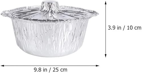 Miniatura 6 de Kichvoe 2 sartenes redondas de aluminio con tapa de 179.2 fl oz de papel de aluminio para hornear, olla de papel de aluminio, utensilios de cocina
