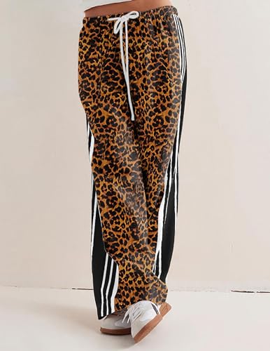 Womens Hudson Canyon Pants Side Striped Sweatpants Drawstring Waist High Rise Pant Trousers with Pockets3