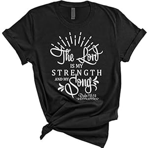 A-V-AMOR-EST-VITAE-Christian-T-Shirts-Womens-Christian-Shirt-Christian-Tees-The-Lord-is-My-Strength-and-My-Song A V AMOR EST VITAE Christian T Shirts | Womens Christian Shirt | Christian Tees | The Lord is My Strength and My Song (Black Lord is My Strength, X Large)