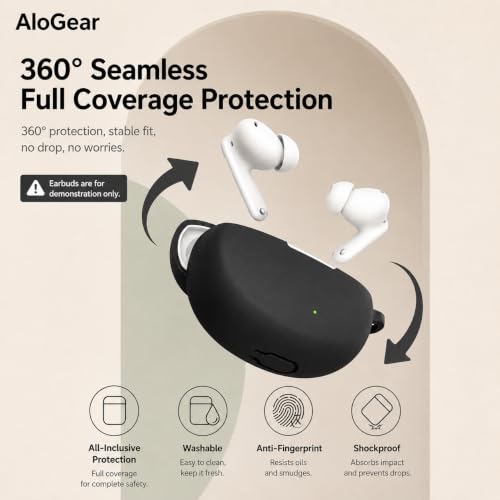 Image of Silicone Case for Oppo Enco Air 5 TWS Earbuds, Shockproof Cover with Heavy Duty Carabiner, LED Visible (Navy Blue)