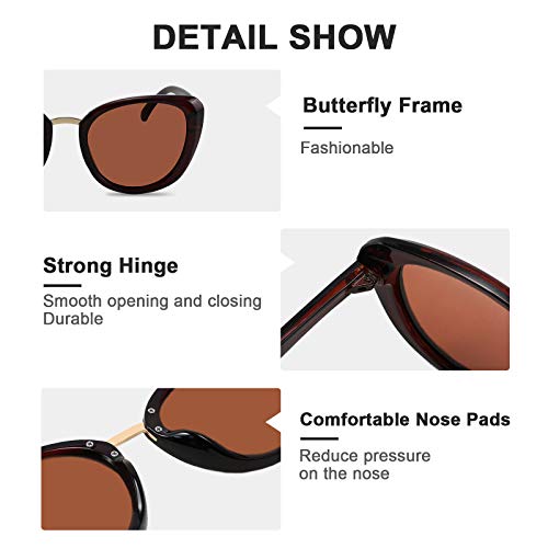 FEISEDY Polarized Cat Eye Sunglasses Butterfly Thick Frame Women Men UV Protection Sunglasses B40124