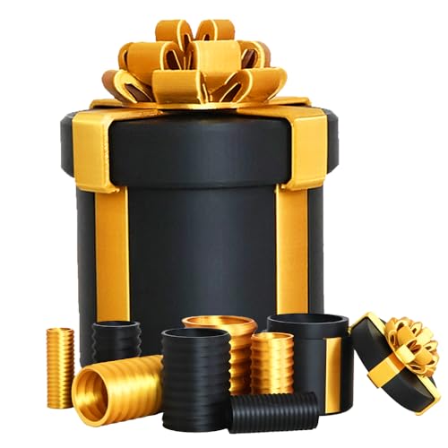virsomier Annoying Nested Screw Gift Box - Prank Nesting Box for Cash & Surprises Reusable 3D Printed Fun for Birthdays Christmas White Elephant Party Gifts (Black)