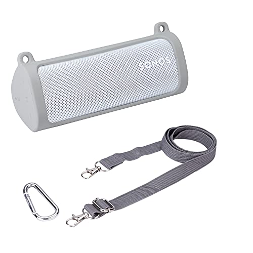Khanka Siliconen hoesje voor Sonos Roam/Roam SL draagbare draadloze luidspreker, met schouderriem en karabijnhaak…