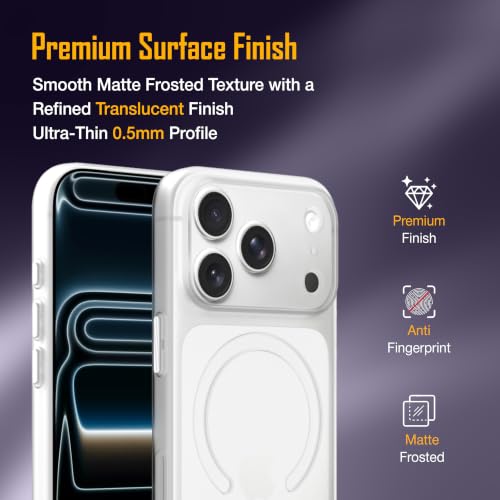 Image of ZAP CASE Paper Thin Case for iPhone 17 Pro | Ultra-Slim 0.5 mm Back Cover | Metal Buttons | Lightweight | Matte Finish | Anti-Fingerprint | Scratch Resistant | Camera Protection | Magsafe | White