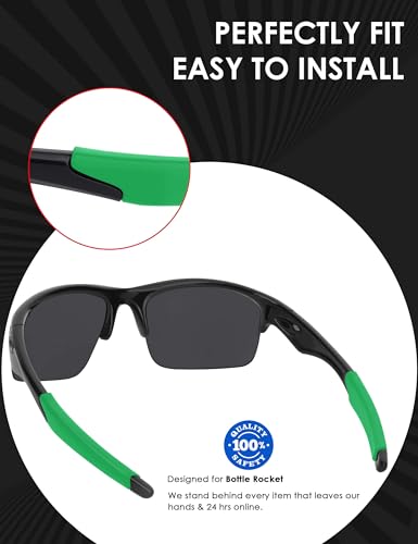 Image of BLAZERBUCK Replacement Temple Sleeves Ear Socks for Oakley Bottle Rocket OO9164 Sunglass - Dark Green