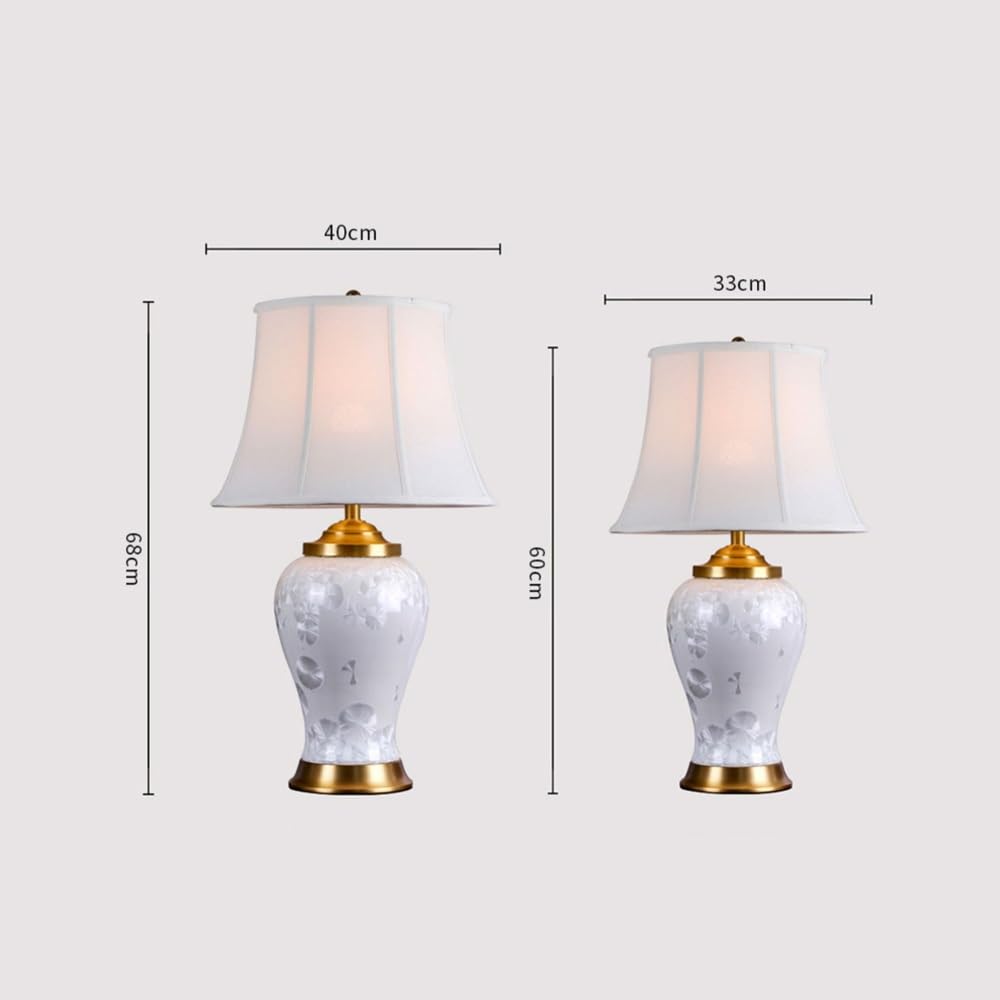 Lampa stołowa, biała ceramiczna lampa stołowa do sypialni, lampka nocna do sypialni, domowego biura (przełącznik zdalnego sterowania L)