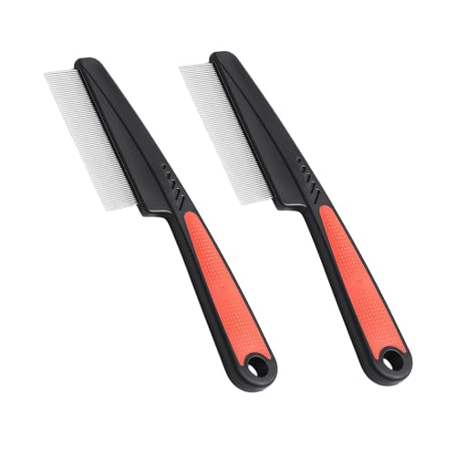 2 Pack Flea Combs for Pets Fine Tooth Stainless Steel Brush