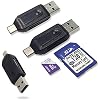 3 Pack SD Card Reader for Android and PC, Micro SD Card to USB Adapter, USB-C and USB Dual Plug OTG Card Reader for Camera Memory Card Reader for Mobile Phone Tablets (Black)