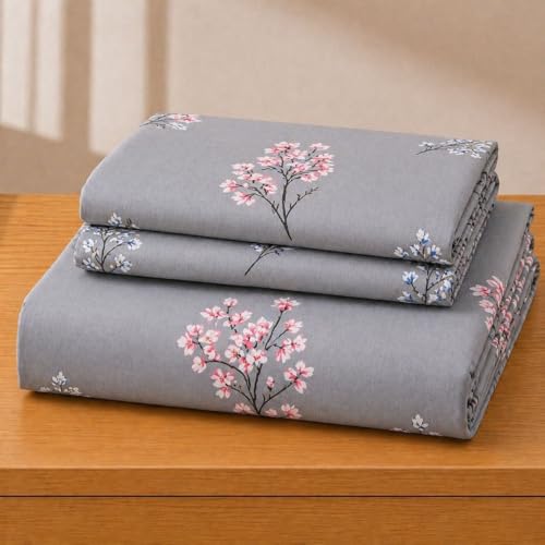 Image of Castiqa Elastic Fitted Supersoft Premium Polycotton 200TC King Size Bedsheets with 2 Pillow Covers (Fits Upto Mattress of 8Inches) (Light Gray, Full 72x78x8Inch)