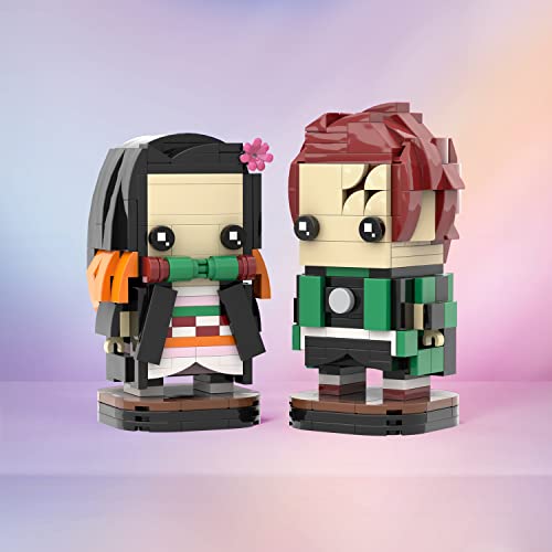 Mooxi-Moc Anime Demon Slayer Brick Mini Headz Tanjirou And Nezuko Building Set,Creative Cute Building Blocks Children Kits,Gifts For Kids(381Pcs) #TOP3