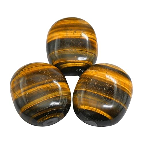 Image of Certified Tiger Eye Agate Palm Pebbles Stones For Anxiety Stress Relief | AAA Grade Original Healing Gemstone Agate Palm Stone For Yoga Meditation Spiritual Reiki Feng Shui