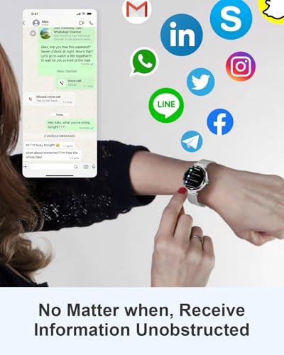 Image of Smart Watch for Women, 1.19 inch AMOLED Ultra-Clear Screen Activity Trackers with Heart Rate /Sleep /SpO2 Monitor, Smartwatch for iPhone /Samsung /Android, 113 Sport Modes Waterproof Fitness Watch Silver