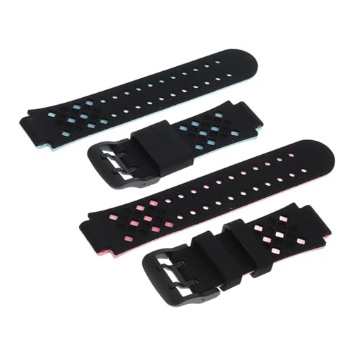 EXHUMKY 2 piezas Correa Resistente de Silicona para Reloj Teléfono Infantil Liberación Rápida Compatible con Azul Negro y Rosa Negro para Niñas