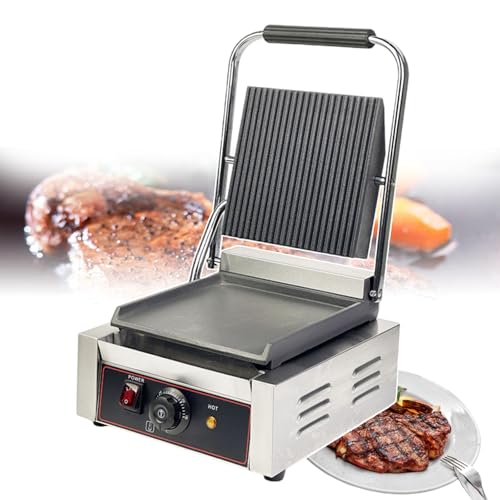 QUSYZD Parrilla eléctrica Antiadherente para sándwiches, sandwichera y Prensa para Pan con Control de Temperatura de 50 a 300 °C, Prensa para sándwiches de Acero Inoxidable para Uso doméstico,Smooth