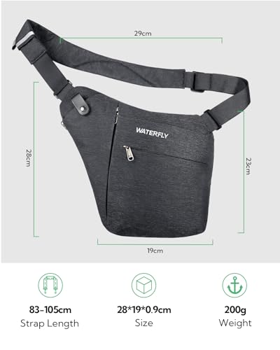 image for WATERFLY Sling Crossbody Chest Bag: Slim Anti-Theft Cross Body Bag Ove