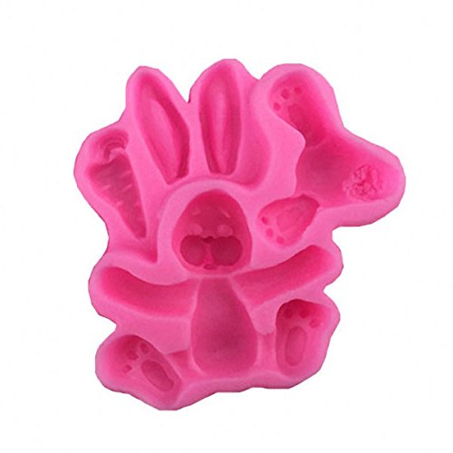 3D Rabbit Easter Bunny Silicone Mould Fondant Cake Baking Molds M116 Cupcake Tools Kitchen Accessories, Red - Image 2