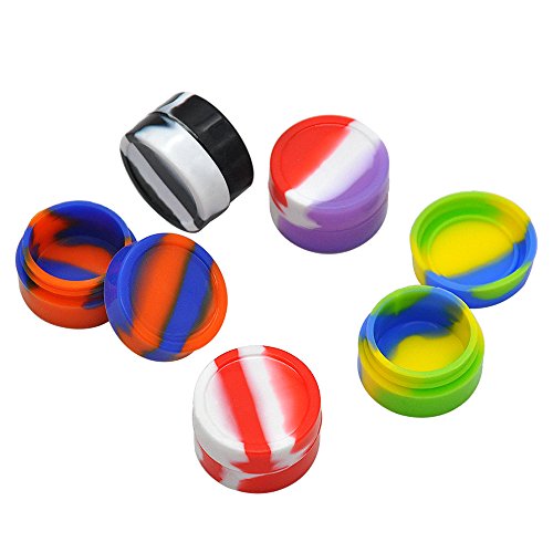 5Pcs Non-Stick Food Grade Silicone Wax Dab Containers 8ml Non Stick Wax Oil Multi Use Storage Jars, Assorted Colors