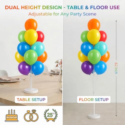 Image of Balloon Column Kit for Floor-Balloon Columns with Stand, Base and Pole,Balloon Tower Backdrop Decoration for Wedding, Baby Shower, Birthday Party, or Bachelorette Parties (MULTICOLOR)