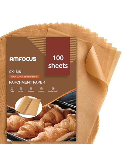 Comparison: Best Parchment Paper For Baking Bread 6 Parchment Paper Sheets, 9x13 In Non-Stick Precut Baking Parchment for Baking, Grilling, Air Fryer, Steaming, and More (Unbleached) - Quarter Sheet Size, Perfect for Bread, Cakes, Cookies, 100PCS