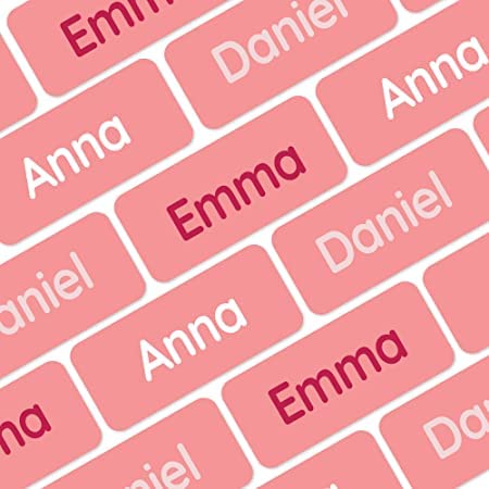 My Nametags® Award-Winning Name Stickers for Clothes & Items | 56 No-Iron, Washable Stick-On Tags for Babies, Kids & Adults (Pink)
