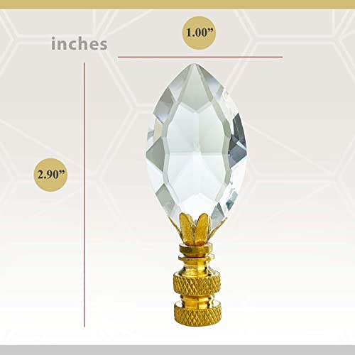 Image of Royal Designs, Inc. Pear Shaped K9 Crystal Clear Finial for Lamp Shade, Polished Brass Base - Pack of 1