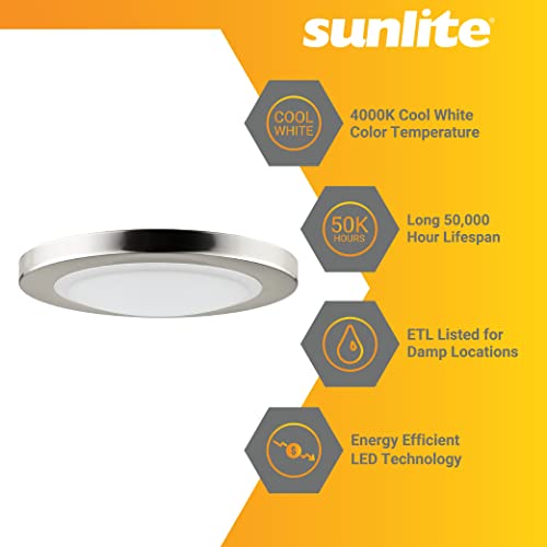 Sunlite 88352 Led Surface Mount Mini Downlight, 15 Watt, Dimmable, Brushed Nickel Finish, Energy Saving, 40K – Cool White, Etl Listed #TOP2