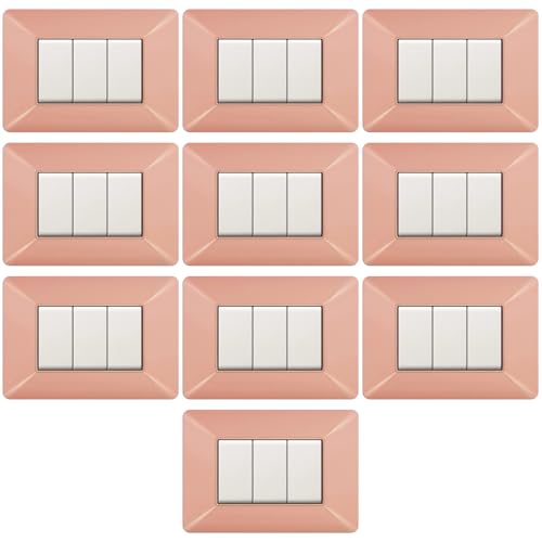 Plaques interrupteur orange pastel 3 modules pour salon et chambre - 2