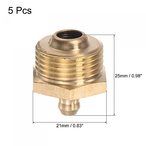 Image of uxcell Brass Straight Grease Fitting M20 x 1.5mm Thread Hydraulic Grease Fitting Accessories, 5Pcs