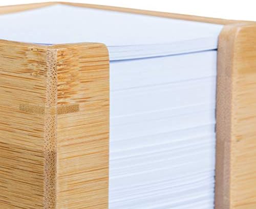 Relaxdays Bamboo Note Dispenser, Wooden Sticky Note Holder, Desk Organiser, H x W x D: 10.5 x 10.5 x 10.5 cm, Natural