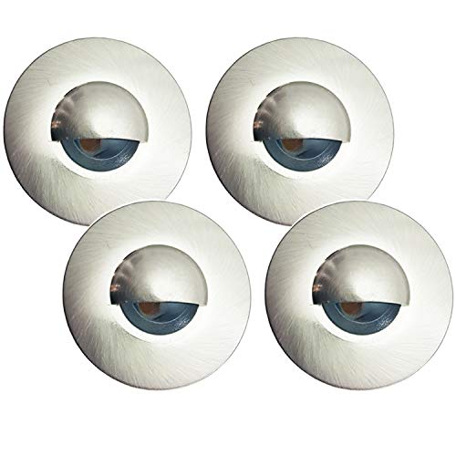 4X Round LED Eyelid Plinth Light Kit | STAINLESS STEEL & NATURAL WHITE | Bathroom & Kitchen Skirting Kickboard Spot Lights | Recessed/Flush Cabinet Counter Panel Lighting