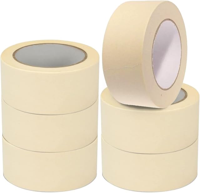 HomiHolic -Pack of 6 White Masking Tape 48mm width,50m length - Low tack Wide masking tape for painting, decoration & DIY activities