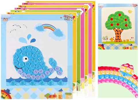 WYNAKESHU 12PCS Button Sticker Drawing Mosaic Sticker Art Kits fo...