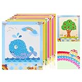 WYNAKESHU 12PCS Button Sticker Drawing Mosaic Sticker Art Kits for Kids Button Art Sticky Button Preschool Art Class Toys Early Education Gift for Girls Boys 3 Years and up