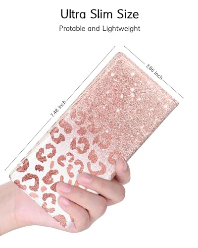 Image of Nipichsha Womens Wallet, RFID Slim Wallets for Women, Thin Ladies Credit Card Holder Purse, Cute Leather Bifold Clutch Billfold with 11 Card Slots & ID Window, Pink Gilt