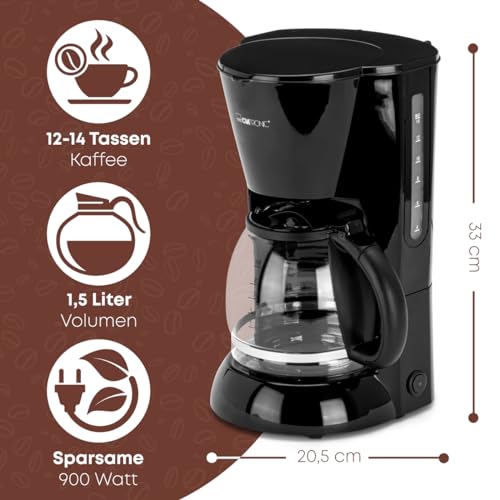 Clatronic® Kaffeemaschine | Kaffeeautomat für 12-14 Tassen (ca. 1,5 Liter) | Filterkaffeemaschine mit Nachtropfsicherung und herausnehmbaren Filtereinsatz | 900W | Coffee Machine KA 3473 schwarz – Bild 3
